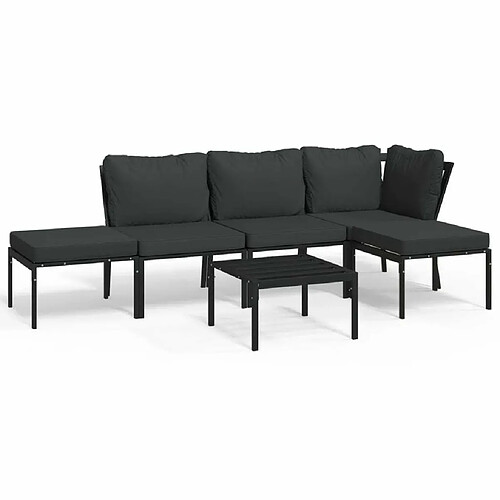 Maison Chic Salon de jardin 6 pcs + coussins - Mobilier/Meubles de jardin - Table et chaises d'extérieur gris acier -MN86464