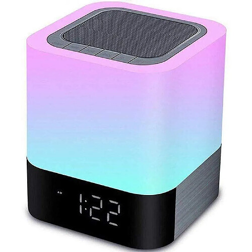 Universal Lumière de nuit 5 en 1 lumière avec haut-parleur Bluetooth, batterie de 4000mAh et 13/24 heures de calendrier numérique Colorat coloré