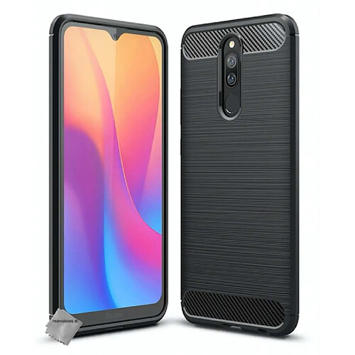 Htdmobiles Coque silicone gel carbone pour Xiaomi Redmi 8 + verre trempe - NOIR