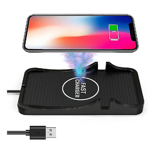 Chrono Chargeur de voiture sans fil C7, tapis de charge sans fil 10W certifié Qi pour voiture, support de téléphone pour tableau de bord, support de charge de voiture antidérapant pour iPhone Samsung IOS Android appareils compatibles Qi (noir)