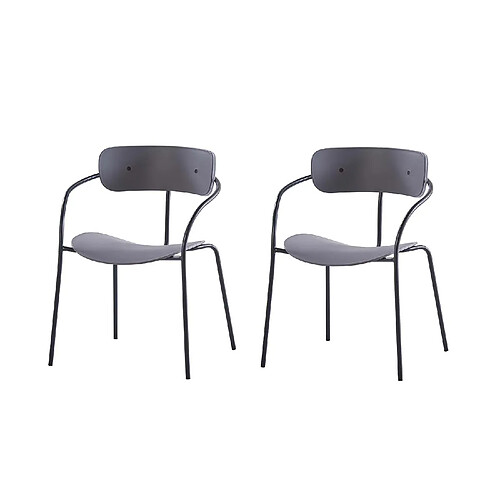 Concept Usine Lot de 2 chaises design gris foncé ALEXIA