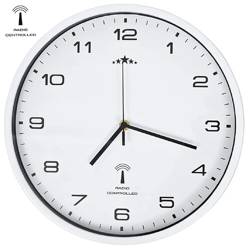 Decoshop26 Horloge murale radioguidée avec mouvement à quartz 31 cm Blanc DEC022249