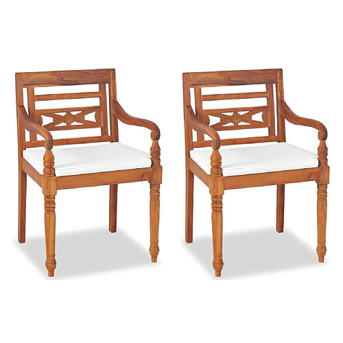 Maison Chic Salon de jardin 4 pcs avec coussins - Table et chaises d'extérieur - Mobilier/Meubles de jardin Moderne bois de teck solide -MN87224