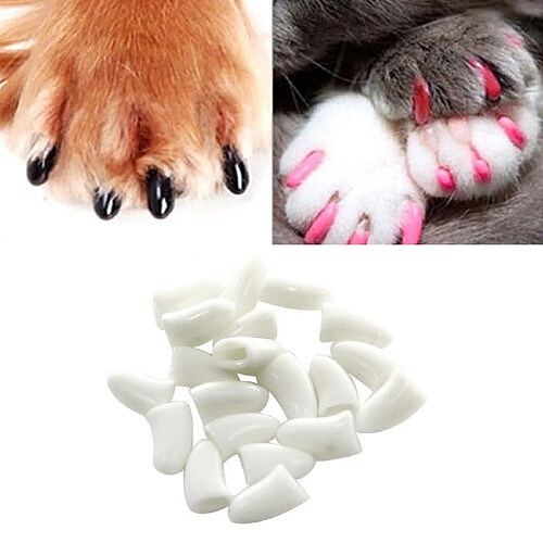 Wewoo 20 PCS Silicone Soft Cat Nail Caps / Griffe de patte de chat / Protecteur d'ongle pour animal de compagnie / Cache-ongle de chatTaille L Blanc