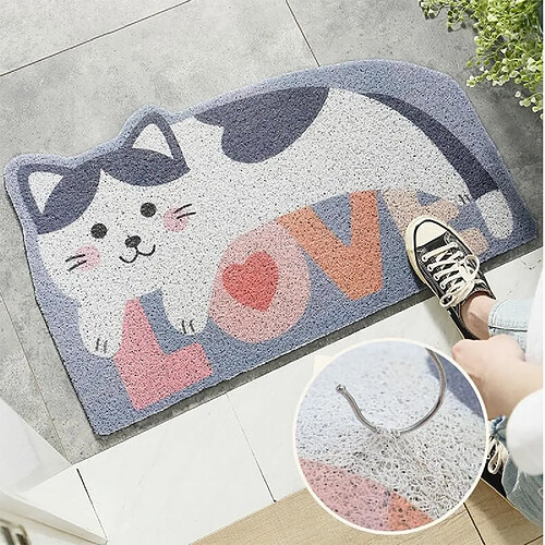 Universal 30cm * 55cm Nouveau Dessin Animé Sable Rasoir Poussière Porte Entrée Couloir Cuisine Salle de Bains Douche Tapis Antidérapant Tapis Dépoussiérage Tapis Tapis à fil d'acier | Tapis (chat)