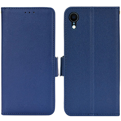 Etui en PU texture litchi bleu foncé pour votre iPhone XR 6.1 pouces