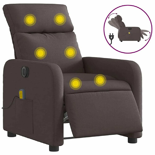 Maison Chic Fauteuil Relax pour salon, Fauteuil de massage inclinable électrique Marron foncé Tissu -GKD12759