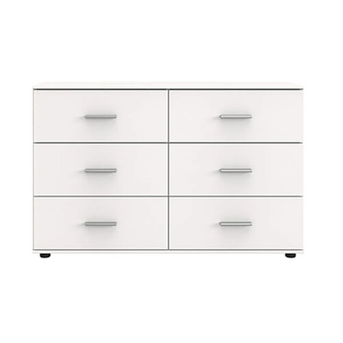 Pegane Commode meuble de rangement coloris blanc - Longueur 130 x Hauteur 83 x Profondeur 41 cm