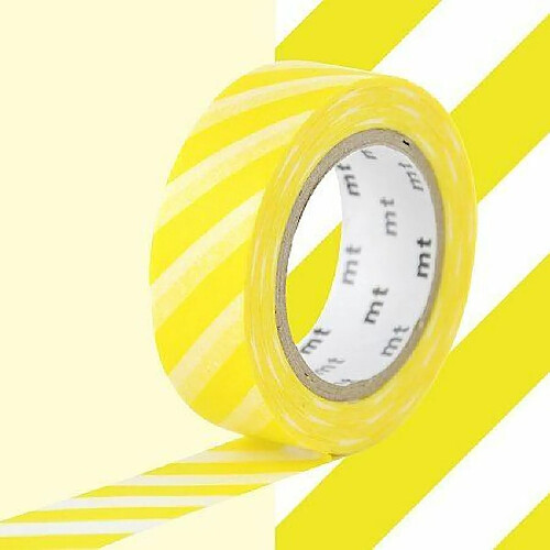 Masking tape à rayures - Jaune - 1,5 cm x 7 m