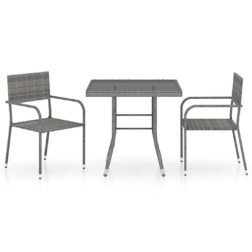 Maison Chic Jeu à dîner de jardin 3 pcs,Mobilier de salle à manger d'extérieur,Meuble à dîner Résine tressée Anthracite et gris -GKD361777