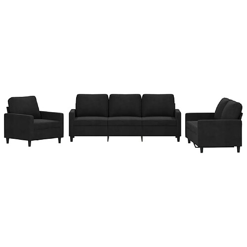 Maison Chic Ensemble de canapés 3 pcs avec coussins, Canapé droit Sofa pour Salon Noir Velours -GKD654089