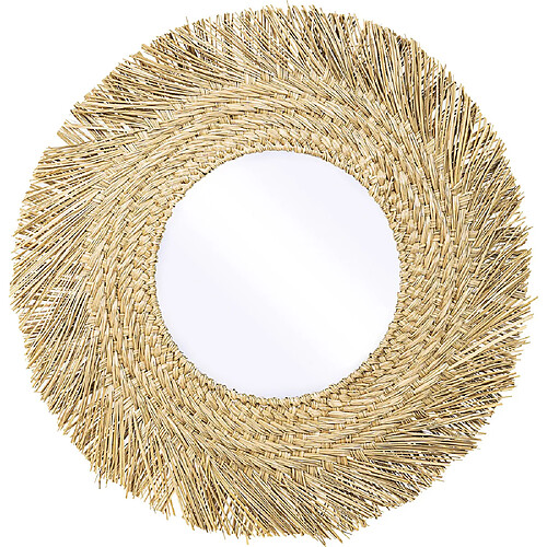 ICONIK INTERIOR Miroir Mural - Design Rond Boho Bali (60 cm) - Rewu Bois naturel