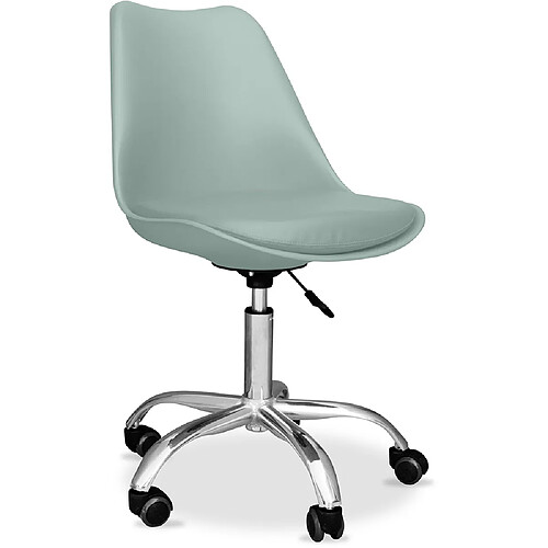 ICONIK INTERIOR Chaise de bureau Tulip pivotante à roulettes Vert pastel