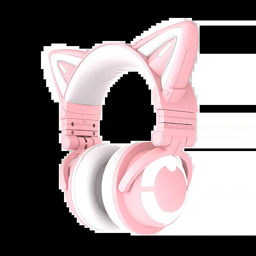 YOWU 3G Casque sans fil Cat Cute Casque RGB Casque de lumières - Rose