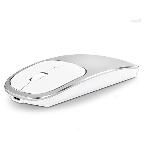 Universal Souris sans fil métallique, rechargeable, cliquable, silencieuse, USB, type C, ordinateur portable, ordinateur portable, souris ergonomique.(Argent)