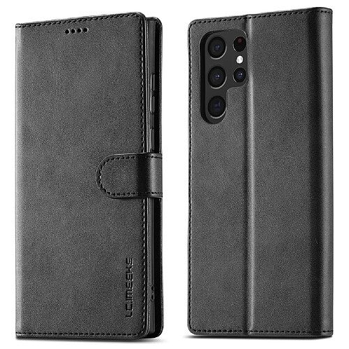 Etui en PU LC.IMEEKE avec support noir pour votre Samsung Galaxy S22 Ultra 5G