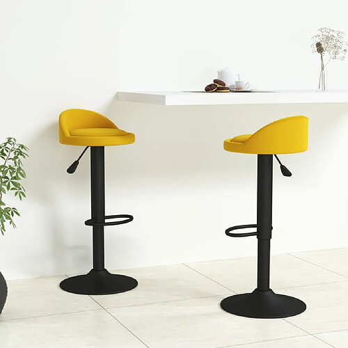 vidaXL Tabourets de bar lot de 2 Jaune Velours