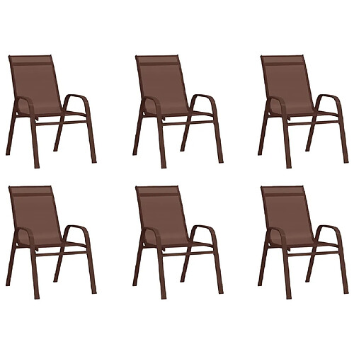 vidaXL Chaises empilables de jardin lot de 6 Marron Tissu textilène