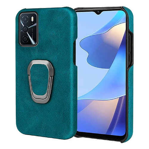 Coque en TPU + PU mince et léger avec béquille, cyan pour votre Oppo A16/A16s/A54s