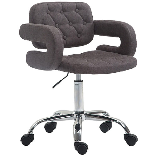 Decoshop26 Chaise de bureau réglable en hauteur pivotante dossier et accoudoir en tissu gris foncé BUR10427