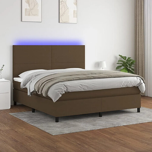 Sommier à lattes,Cadre à lattes de lit pour Adulte et matelas LED Marron foncé 160x200 cm -MN67097