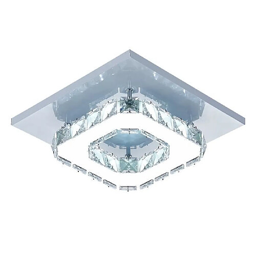 Stoex Plafonnier en cristal Lustres Lampe de plafond Acier Inoxydable LED Miroir 12W pour salon chambre à coucher