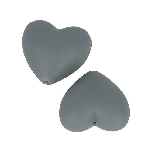 Artemio 2 perles silicone coeur - 29 x 19 x 12 mm - gris