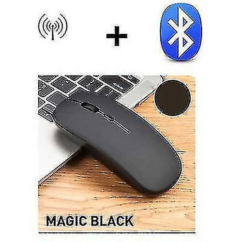 Universal 2,4 g à grande vitesse ultra-mince silencieuse sans fil Bluetooth 5.0 Charge à double mode souris silencieuse (noir)