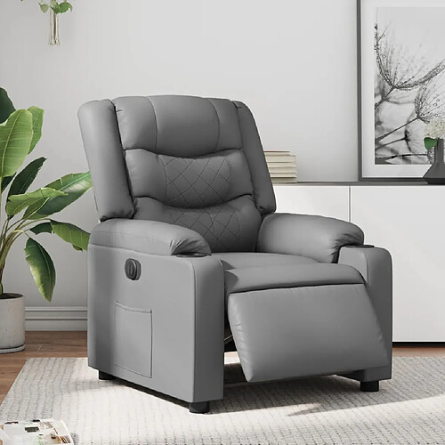 vidaXL Fauteuil inclinable électrique Gris Similicuir