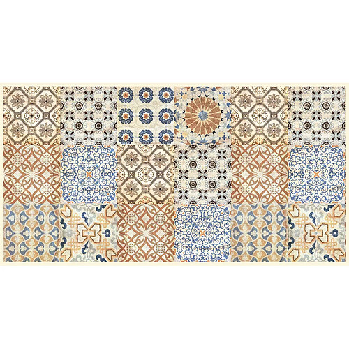 Alter Chemin de cuisine, 100% Made in Italy, Tapis résistant aux taches avec impression numérique, Tapis antidérapant et lavable, Modèle Maiolica - Berta, cm 100x52