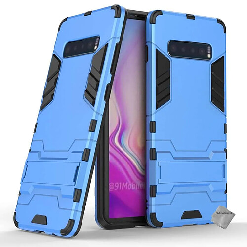 Htdmobiles Coque rigide anti choc pour Samsung Galaxy S10+ Plus + verre trempe - BLEU CLAIR