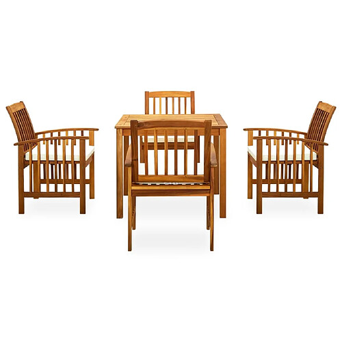 Maison Chic Mobilier à dîner 5 pcs de jardin avec coussins - Ensemble table et chaises d'extérieur - Salon/Mobilier de jardin classique Acacia solide -MN59521