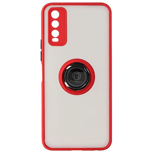 Avizar Coque Vivo Y20s Bi-matière Bague Métallique Support Vidéo Rouge