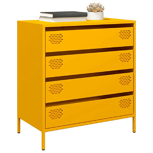 vidaXL Buffet jaune moutarde 68x39x73,5 cm acier laminé à froid