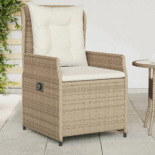 vidaXL Chaises inclinables de jardin lot de 2 beige résine tressée