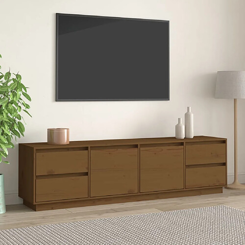 vidaXL Meuble TV Marron miel 176x37x47,5 cm Bois de pin massif