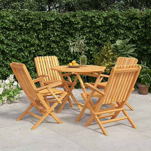 Salle à dîner de jardin 5 pcs,Table et chaise à manger Bois de teck massif -MN23202