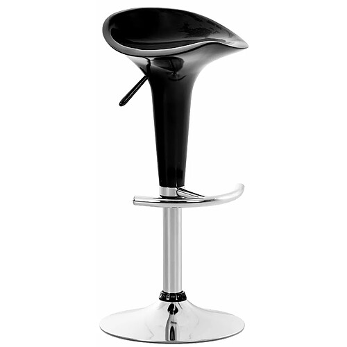 Decoshop26 Tabouret de bar x1 avec repose-pieds assise pivotante en plastique noir et métal chromé 10_0005367