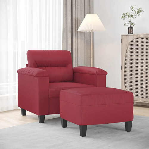 vidaXL Fauteuil avec repose-pied Rouge bordeaux 60 cm Similicuir