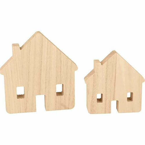 Artemio 2 maisons en bois - 12,5 x 13 cm + 9,5 x 10 cm