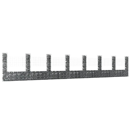 vidaXL Panier de gabion en forme de U avec 8 poteaux Fer 860x20x150 cm