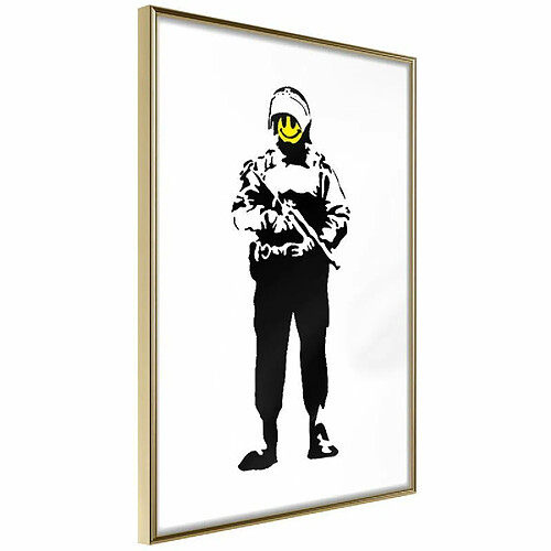 Paris Prix Affiche Murale Encadrée Banksy Smiling Copper 30 x 45 cm Or