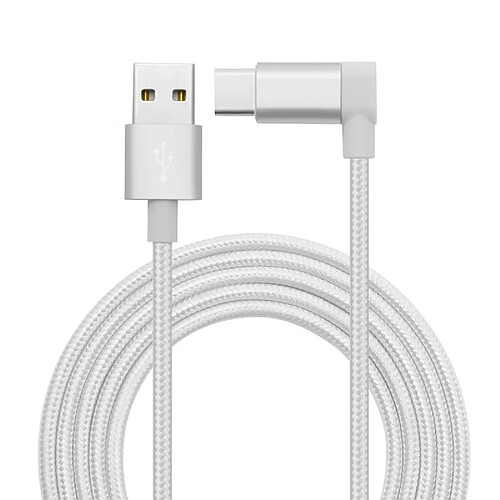 Wewoo Câble blanc pour Samsung Galaxy S8 & S8 + / LG G6 / Huawei P10 & P10 Plus / Xiaomi Mi6 & Max 2 et autres Smartphones 1.2m 2A 90 fils de cuivre tissé coude USB-C / Type-C 3.1 à USB 2.0 Données / de chargeur,