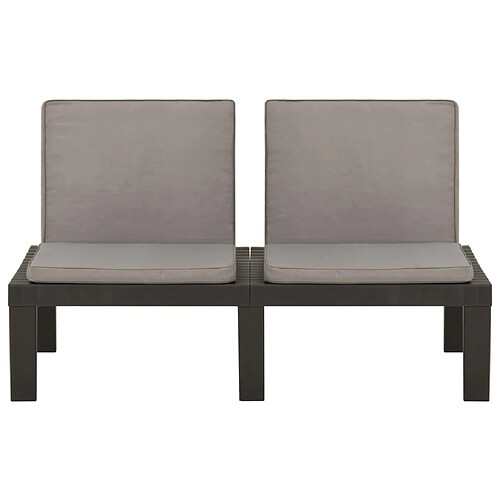 Maison Chic Banc de salon de jardin avec coussin | Banc d'extérieur Plastique Gris -GKD58063