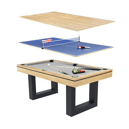 Concept Usine Table multi-jeux 3 en 1 billard et ping-pong en bois DENVER