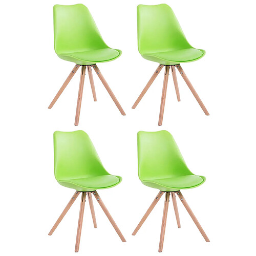 Decoshop26 4 chaises de salle à manger style scandinave en synthétique et plastique vert pieds rond en bois clair CDS10375