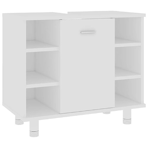 Maison Chic Armoire de salle de bain,Meuble de rangement,Meuble haut Blanc 60x32x53,5 cm Aggloméré -GKD545179