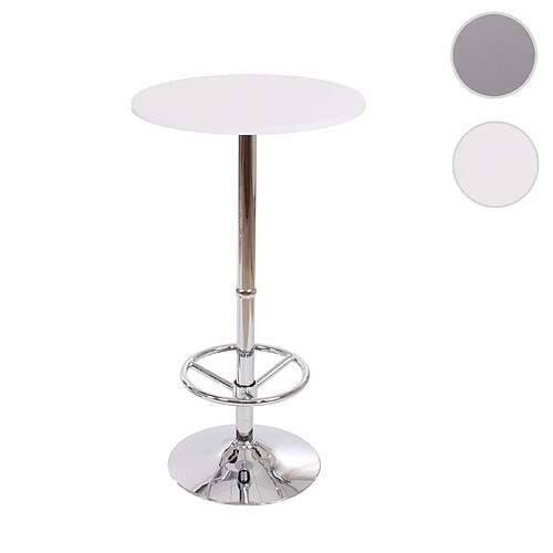 Mendler Table de bar Table de bistrot Table de réception Bari avec repose-pieds Ø60cm ~ blanc