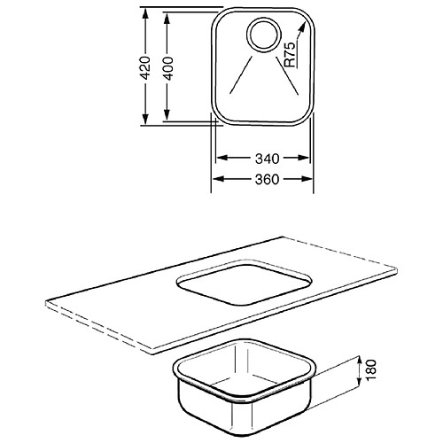 Smeg UM40 évier Evier encastré Rectangulaire Acier inoxydable