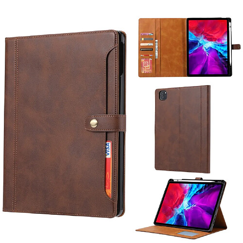 Etui en PU avec support et porte-stylo marron pour votre Apple iPad Air 4 10.9 pouces